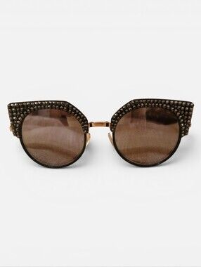 Genuine Hematite Accent Cat-Eye Sunglasses with mirrored lens- Women Accessories